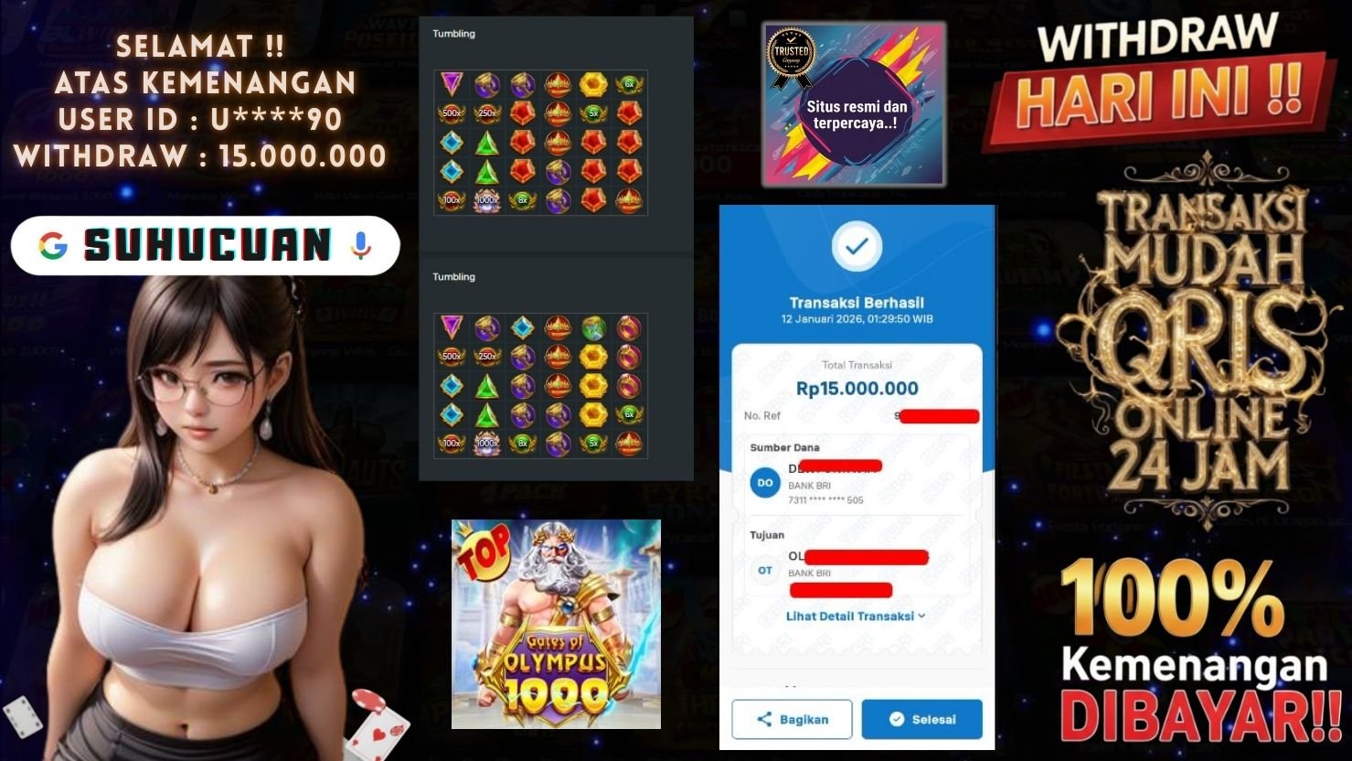 SUHUCUAN JACKPOT SLOT GATES OF OLYMPUS 1000